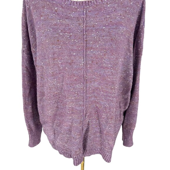 J. Jill Micro Tweed Seamed Sweater 2X Pullover Boat Neck Purple Long Sleeve Knit - Picture 4 of 12